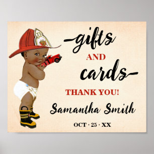 Cards & Gifts Little AA Firefighter Baby Shower Poster