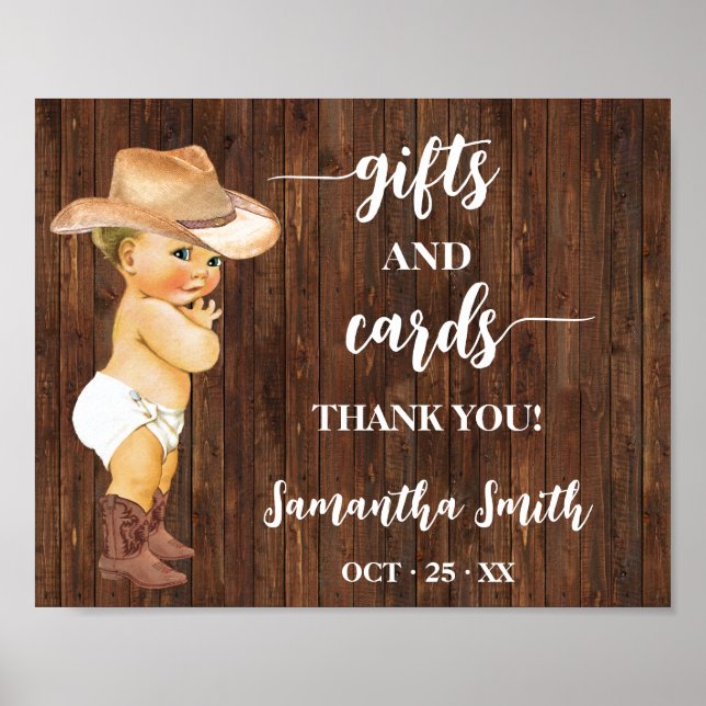 Cards & Gifts Little Cowboy Baby Shower Sign (Front)