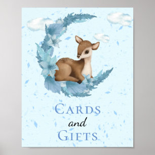 Cards & Gifts Moon Little Bambi Blue Clouds Dust Poster