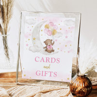 Cards & Gifts Moon Teddy Bear Pink Gold Balloons