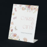Cards & Gifts Pink Butterflies Bridal Shower Pedestal Sign<br><div class="desc">A small gesture with a warm purpose—this Cards & Gifts sign turns a simple table into a curated moment of appreciation. Dusted with pastel florals and delicate butterflies, it feels right at home beside handwritten notes, thoughtfully wrapped gifts, or a keepsake box waiting to be opened. Whether you’re hosting a...</div>