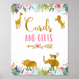 Cards & Gifts Pink Gold Safari Birthday Sign