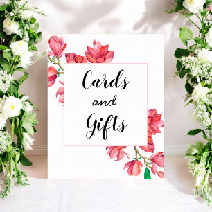 Cards Gifts Pink White Floral Wedding Poster