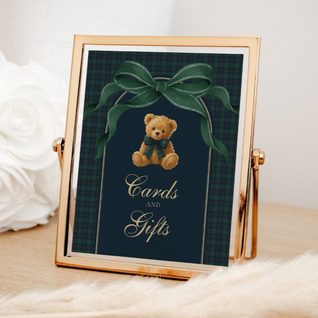 Cards & Gifts: Plaid Polo Teddy Bear Baby Shower Poster (Creator Uploaded)