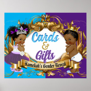 Cards & Gifts Purple & Blue Royal Gender Reveal Poster