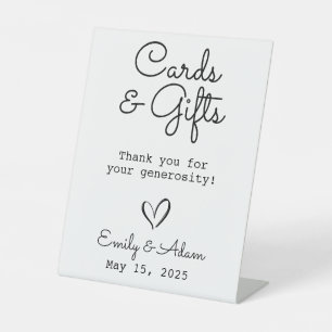 Cards & Gifts Reception Minimal Black White Pedestal Sign