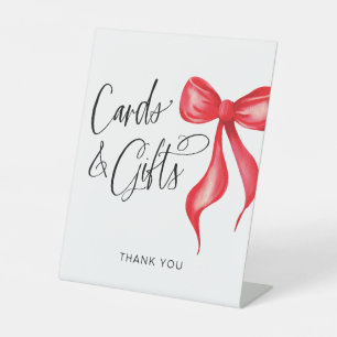Cards & Gifts Red Watercolor Bow Pedestal Sign