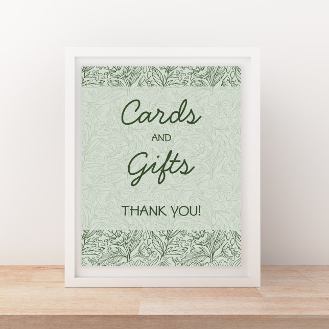 Cards & Gifts Sage Green Floral Handwritten Font Poster (Cards & Gifts Sage Green Floral Handwritten Font Poster)