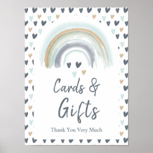 Cards & Gifts Sign Baby Shower Blue  Rainbow 