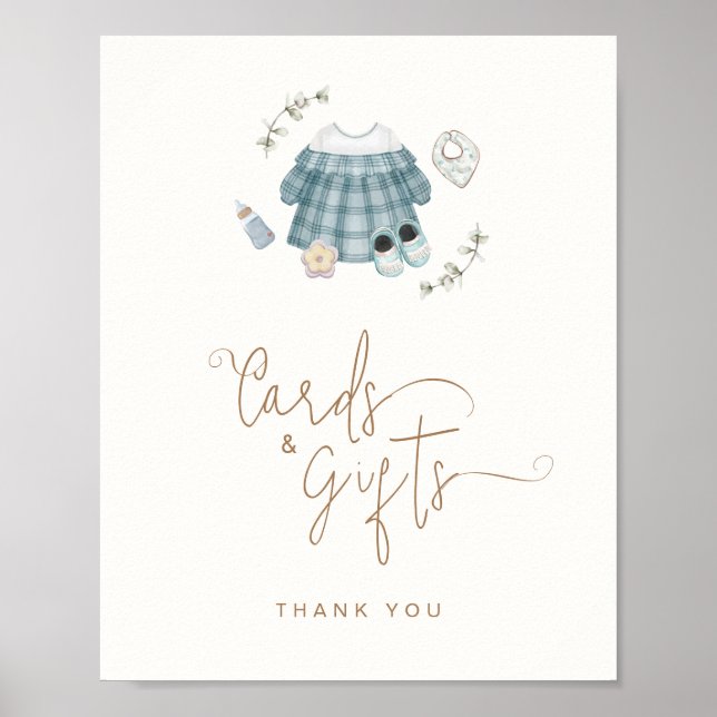 Cards & Gifts Sign Boho Clothes Baby Shower  (Front)