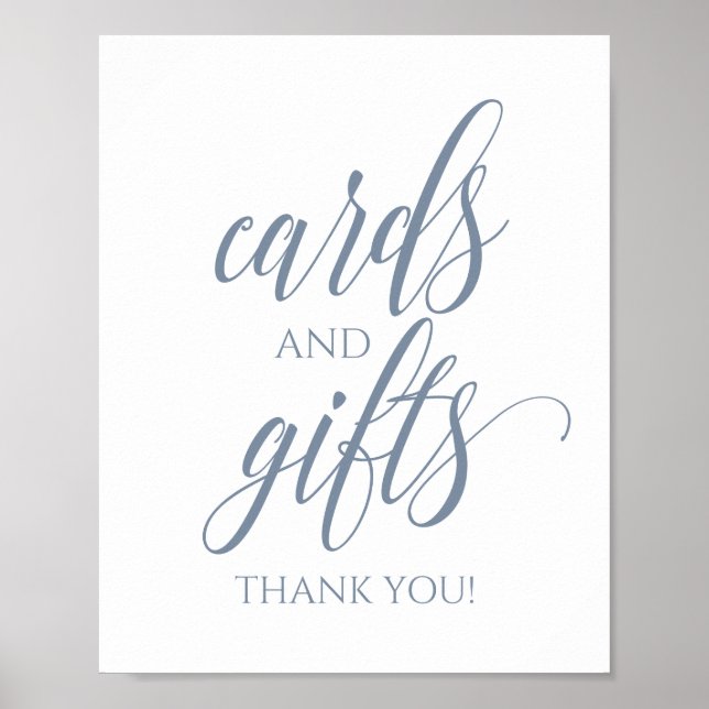 Cards & Gifts Sign for Weddings - Dusty Blue (Front)