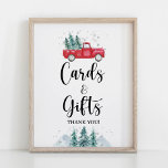 Cards & Gifts Sign Winter Red Christmas Tree Truck<br><div class="desc">CARDS & GIFTS SIGN - WINTER RED CHRISTMAS TREE TRUCK THEME - 8x10</div>