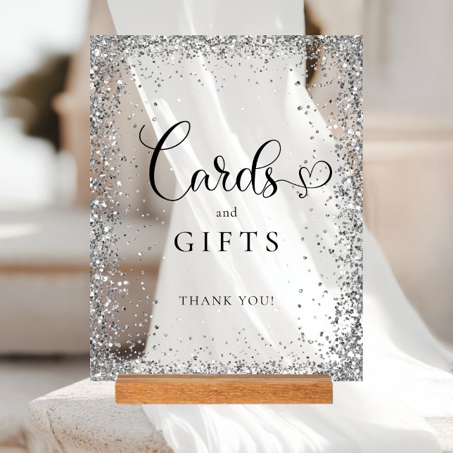 CARDS & GIFTS Silver Glitter Bridal Shower  Acrylic Sign (CARDS & GIFTS Silver Glitter Bridal Shower Acrylic Sign)