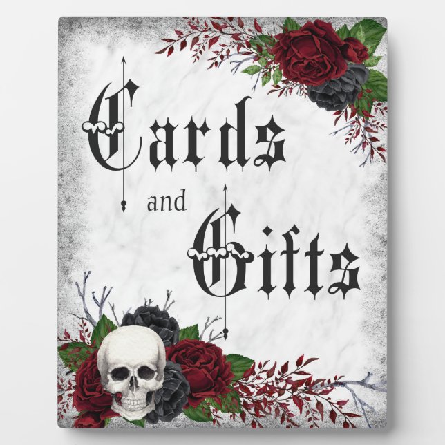 Cards & Gifts, Skull and Roses, Gothic Wedding Plaque (Front)