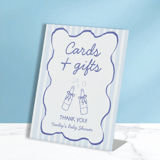 Cards & Gifts Soda Bottle Blue Baby Shower Pedestal Sign