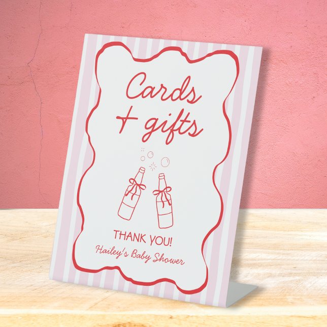 Cards & Gifts Soda Bottle Pink & Red Baby Shower Pedestal Sign (Cards & Gifts Soda Bottle Pink & Red Baby Shower Pedestal Sign)