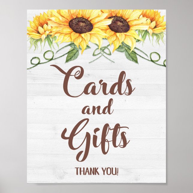 CARDS & GIFTS Sunflowers Party Sign (Front)