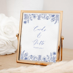 Cards & Gifts Toile White And Blue  Poster