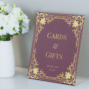 Cards & Gifts Vintage Wedding Faux Gold Wine Colou Pedestal Sign