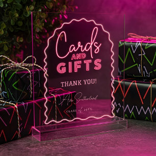 Cards & Gifts Wavy Pink Neon Graduation Party Acrylic Sign