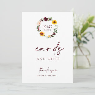 Cards & Gifts Wedding Shower Sign Sunflowers 5x7