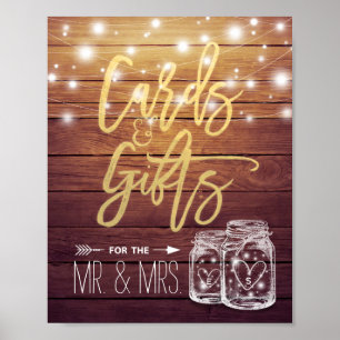 Cards & Gifts Wedding Sign Rustic Wood Mason Jar
