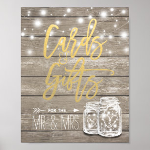 Cards & Gifts Wedding Sign Rustic Wood Mason Jar