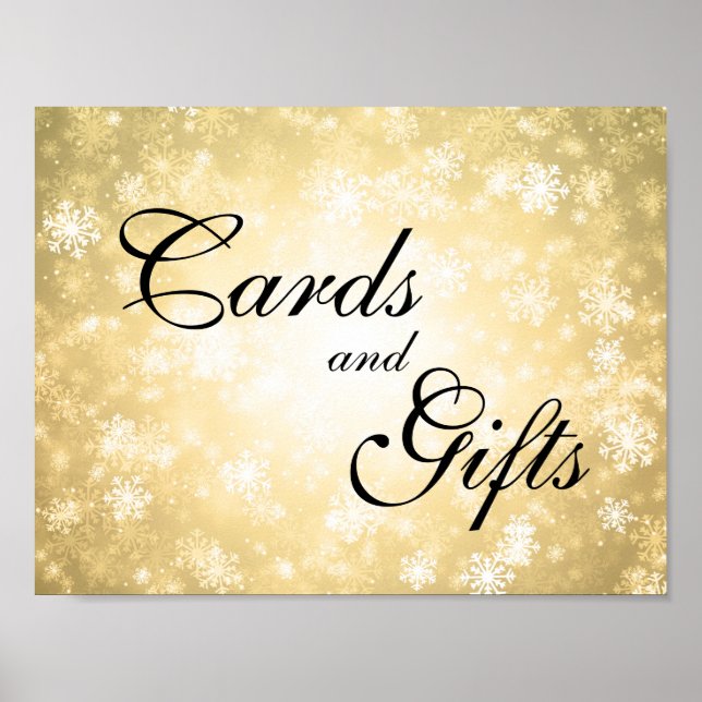 Cards & Gifts Wedding Sign Winter Wonderland Gold (Front)