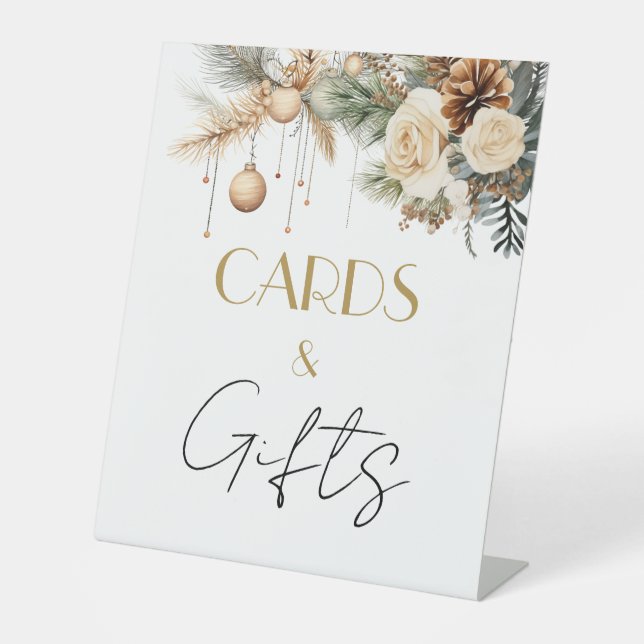 Cards & Gifts Winter Christmas Bridal Shower Table Pedestal Sign (Front)