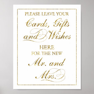 Cards, Gifts & Wishes Gold Foil Wedding Sign