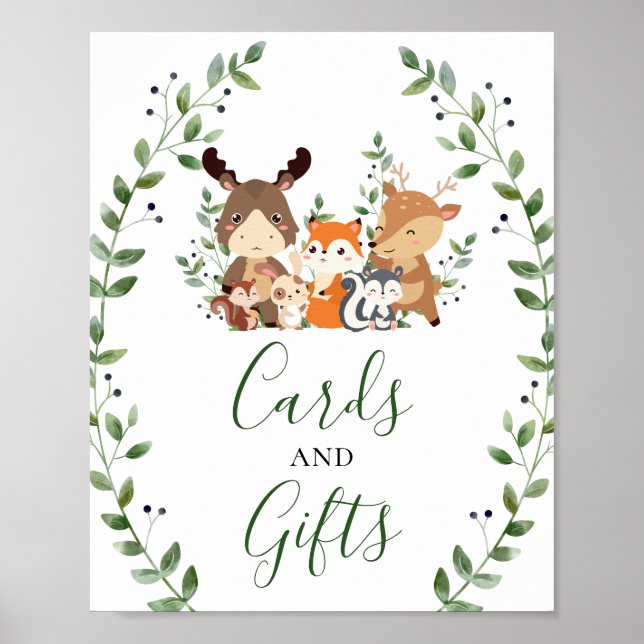 Cards & Gifts Woodland Animals Baby Shower Party Poster (Front)