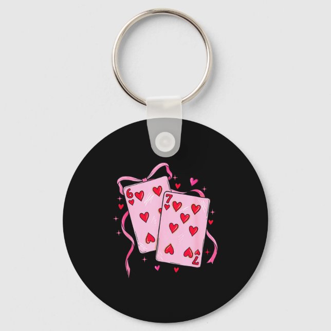 Cards Valentine Meme 6 Coquette Bow Funny Gift Tee Key Ring (Front)