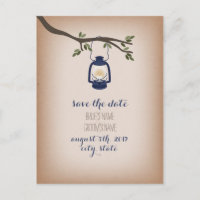 Cardstock Inspired Blue Camping Lantern Save Date