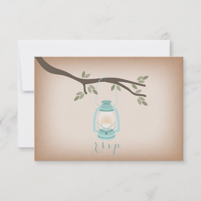 Cardstock Inspired Light Blue Lantern RSVP Card (Front)