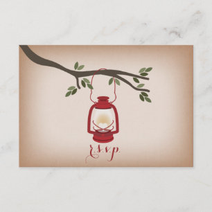 Cardstock Inspired Red Camping Lantern RSVP Card