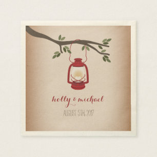 Cardstock Inspired Red Camping Lantern Wedding Napkin