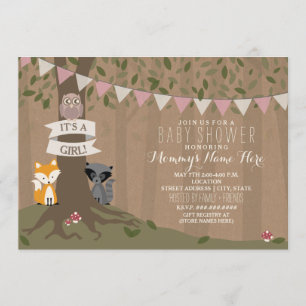 Cardstock Inspired Woodland Baby Shower - Girl Invitation