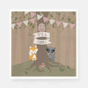 Cardstock Inspired Woodland Baby Shower - Girl Napkin