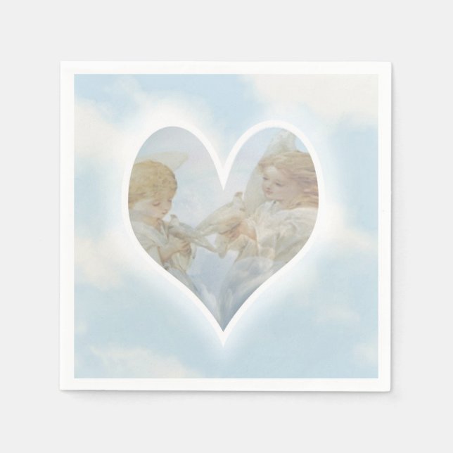 Care and Concern Cherubs with Doves Napkin (Front)