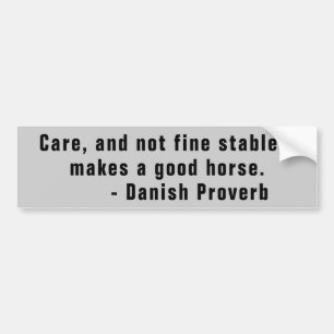 Care and not Fine Stables Danish   Horse Trailer Bumper Sticker
