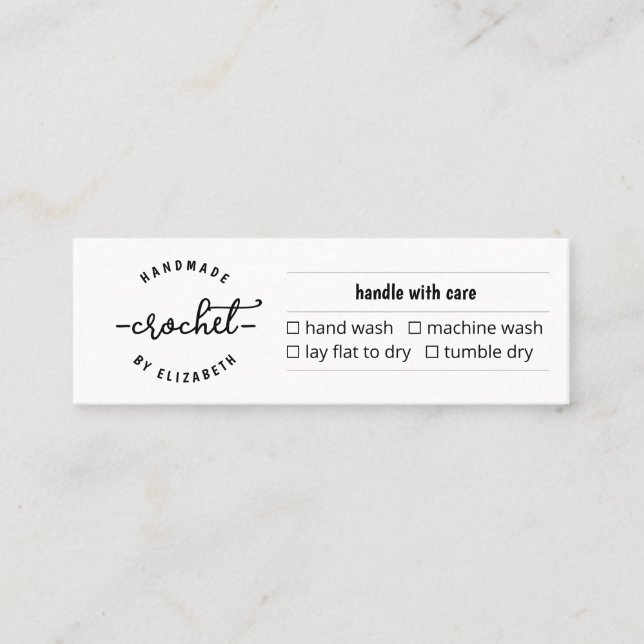 Care Card for Homemade Crochet Knit Macramé (Front)