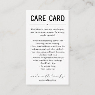 Care Card, Homemade Candle Shirt Jewellery Tumbler Enclosure Card