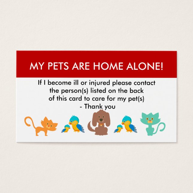 Care For My Pets Emergency Information (Front)