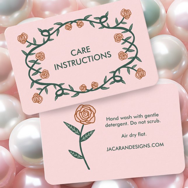 CARE INSTRUCTIONS Chic Elegant Rose Frame Floral Business Card (CARE INSTRUCTIONS Chic Elegant Rose Frame Floral Business Card
Blush Pink)