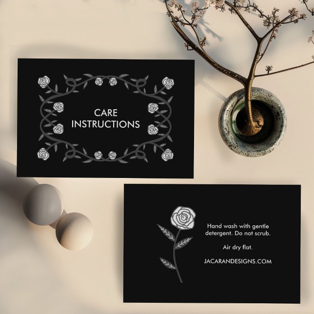 CARE INSTRUCTIONS Chic Elegant Rose Frame Floral Business Card (CARE INSTRUCTIONS Chic Elegant Rose Frame Floral Business Card
)