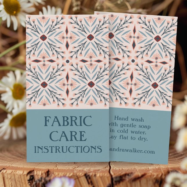 Care INSTRUCTIONS Elegant Floral Tiles Pink Business Card (Care INSTRUCTIONS Elegant Floral Tiles Pink Blue Business Card
)