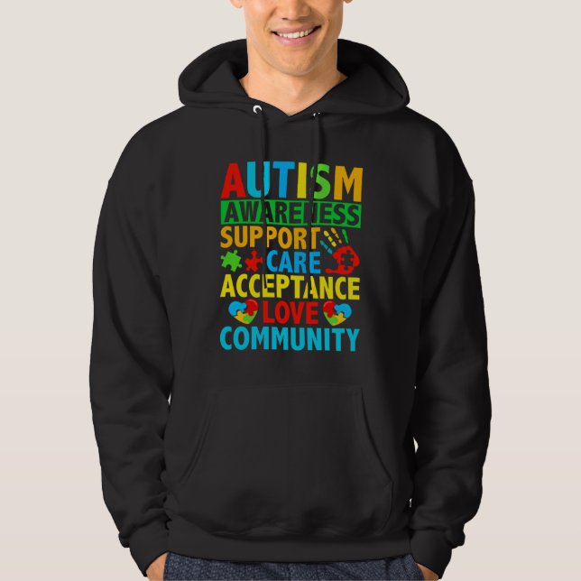 Care Love Acceptance Autism Awareness Hoodie (Front)