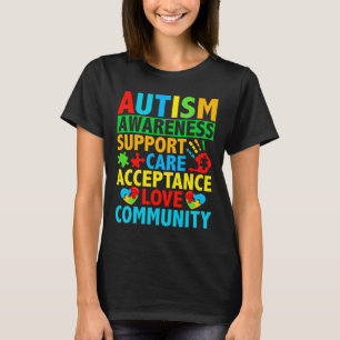 Care Love Acceptance Autism Awareness T-Shirt