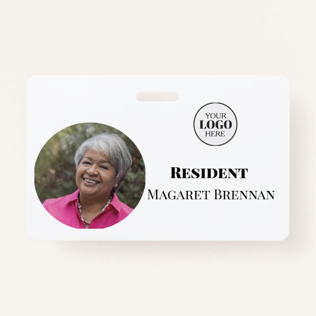 Care Nursing or Retirement Resident Photo ID  ID Badge (Front)