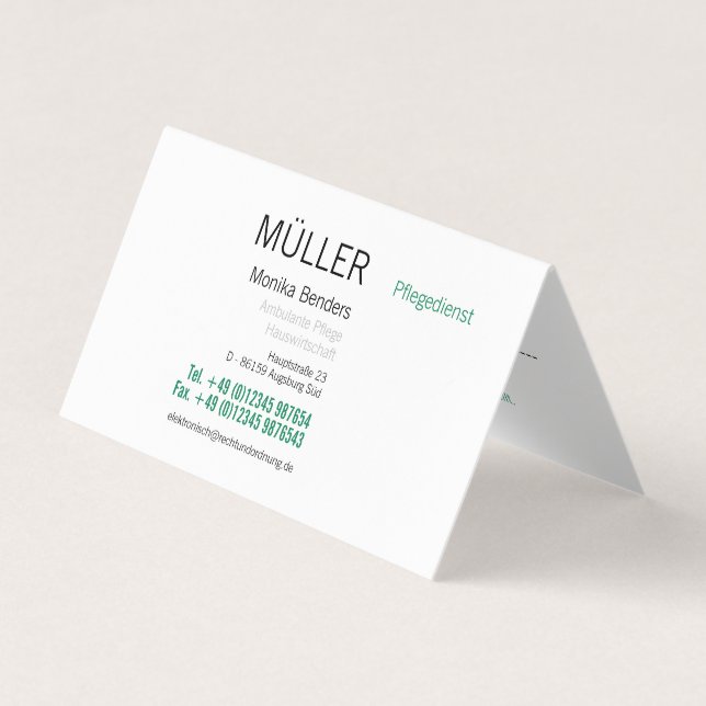 care of the elderly Business card appointment (Front)
